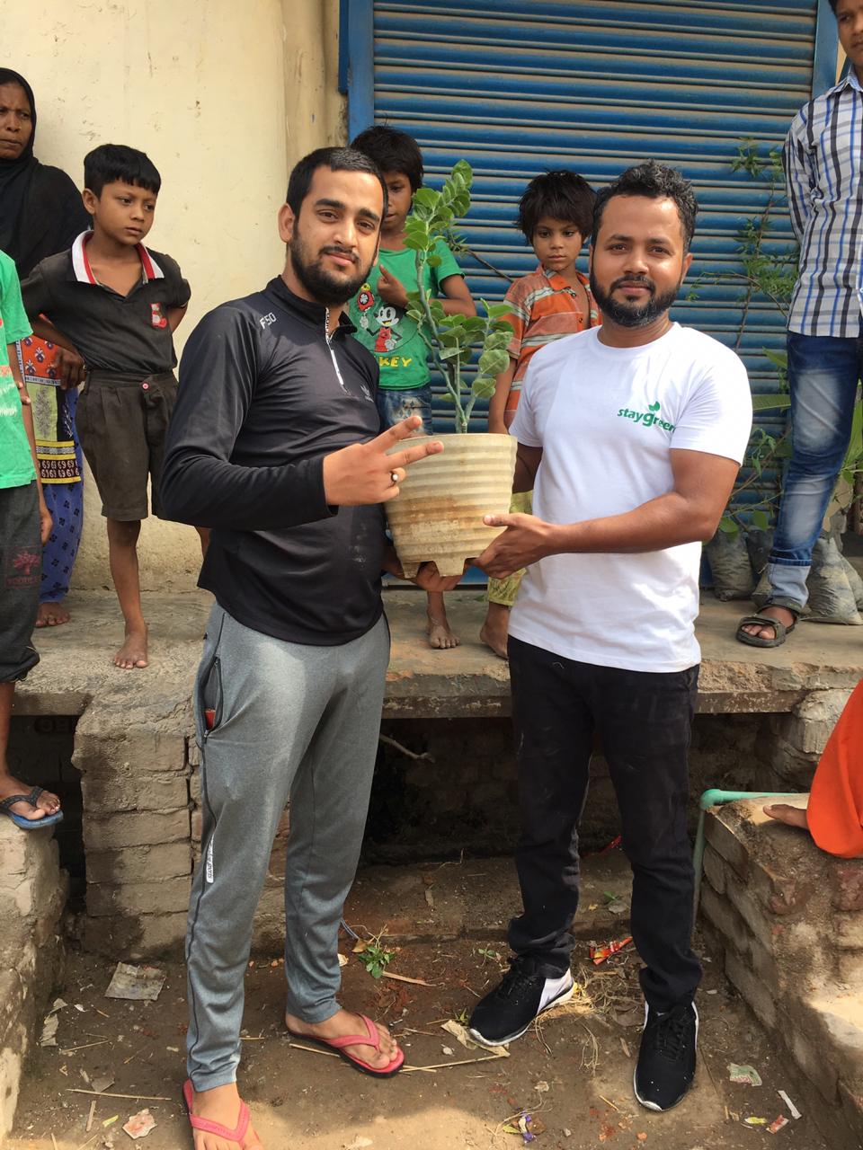 Sapling Donation at JJ Colony, Bawana by Staygreen Group