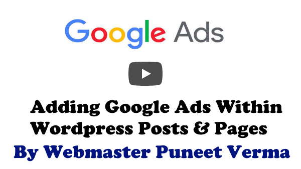 Google Ads Within WordPress Post | Adsense | Monetization